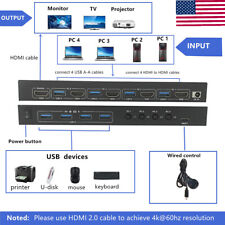 New-Greathtek 4K HDMI KVM Switch USB 3.0 Dual Monitor 4 Ports 4K@60Hz 4 in 1 Out picture