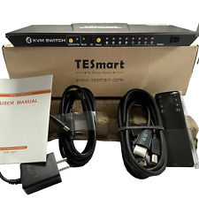 TESmart 4K 4-Port HDMI KVM Switch W/Power Adapter Remote cables manual picture