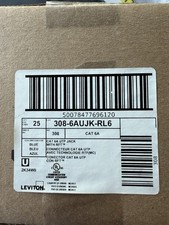 25/Box Leviton Cat 6A JACK 308-6AUJK-RL6 RJ6 BLUE 10 Gigabit Keystone picture