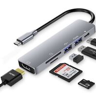UUETKNN USB C HUB 6 in 1 USB C Laptop Docking Station Dual with 4K HDMI 2 USB 3. picture