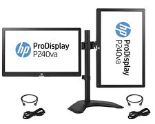 2x HP ProDisplay P240va 24inch 1080P LCD Monitors(Gra A)  W/ Dual Stand +Cables picture