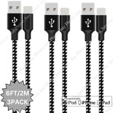 3 Pack 6Ft Braided USB Charger Cable For Apple iPhone 14 13 12 8 7 Charging Cord picture