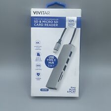 Vivitar Aluminum USB Type C Hub 6 In 1 SD & Micro SD Card Reader Plug & Play picture