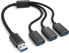 USB Splitter 1 in 3 Out, USB a Splitter Adapter, 2026 Upgraded USB 2.0 Male picture