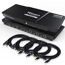 TESmart Newest HDMI KVM Switch 4 Port 4K@60Hz Ultra HD 4x1 With 2 Pcs 5ft KVM picture