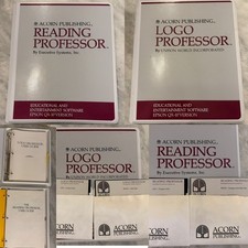 RARE VTG ACORN PUBLISHING LOGO & READING PROFESSOR USER GUIDE+DISKS -EPSON QX-10 picture