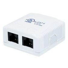 2 Port Cat6 RJ45 Network LAN Ethernet Wall Surface Mount Compact Box White picture