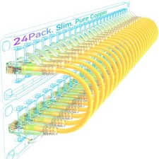Sokqovt Cat6a Patch Cables Slim 6ft (24 Pack), Flexible Ethernet Cable 10G picture