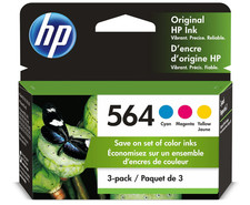 HP 564 Tri-Color Ink Cartridges - Cyan Magenta Yellow (Choose Exp Date) - NEW picture