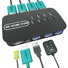 Kvm Switch HDMI, 4 Port 4K@30Hz Usb Switcher,4 PC share 1 monitor,Mouse,keyboard picture