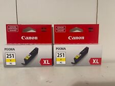 Pack of 2 Brand New Canon Ink CLI-251Y XL High Capacity Yellow Ink Cartridge picture