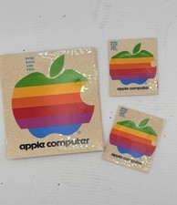 Lot of 3 VIntage Apple Computer Rainbow Logo Sticker Decal Macintosh 1980s NOS picture