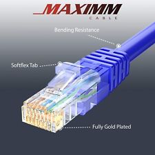 Maximm Cat 6 Ethernet Cable 12 Ft 100% Pure Copper Cat6 Cable 5 Pack LAN Blue picture