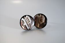 Pair Of Buttons Mother-of-Pearl Carved Encrypted P End 19th Meru France picture
