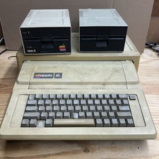 VTG Untested Apple IIe Computer w/ 2 Disk Drives & Drive Shelf - FOR PARTS picture